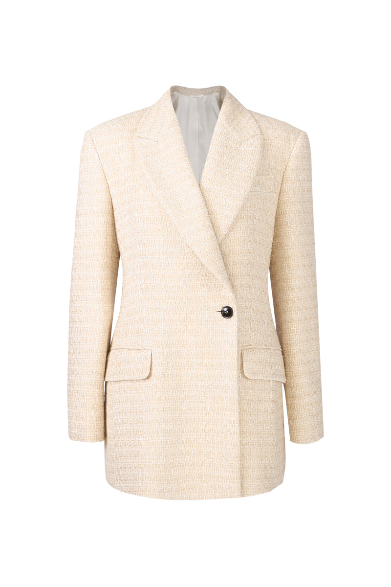 Isabelle Beige Double-Breasted Suit Jacket