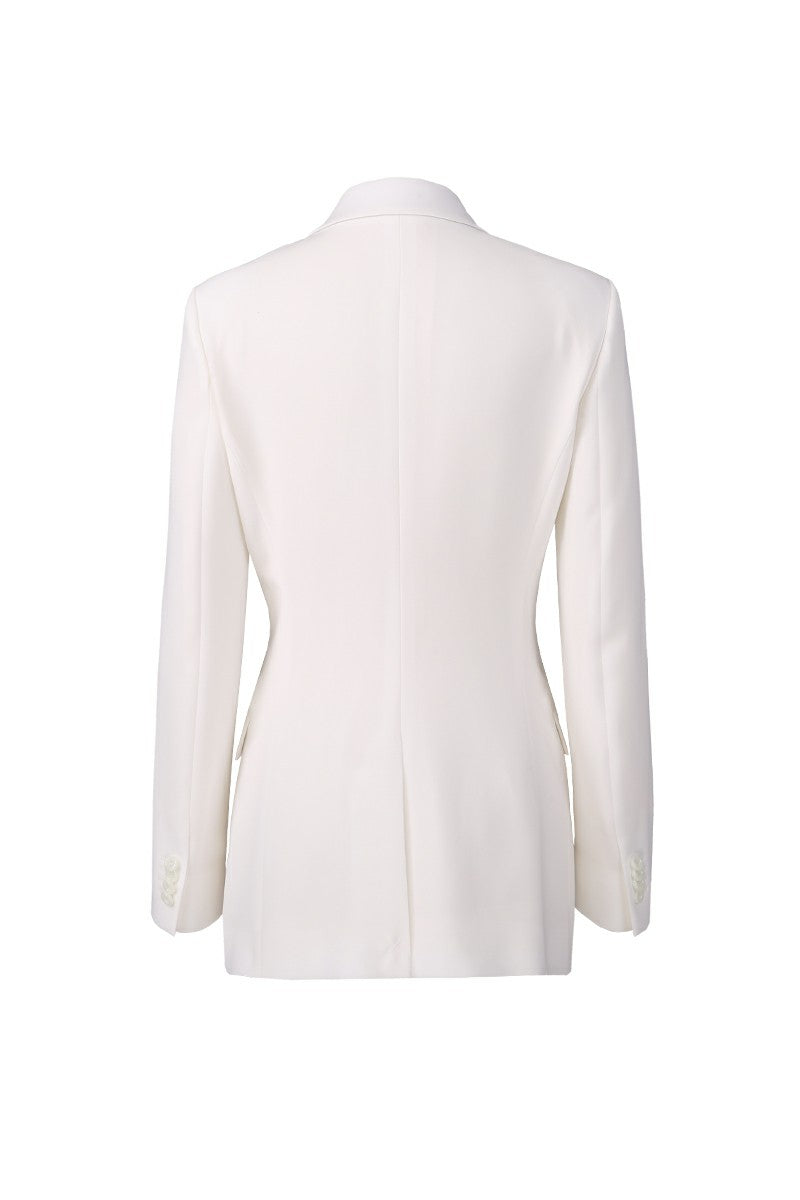 Elizabeth White Single-Breasted Suit Jacket