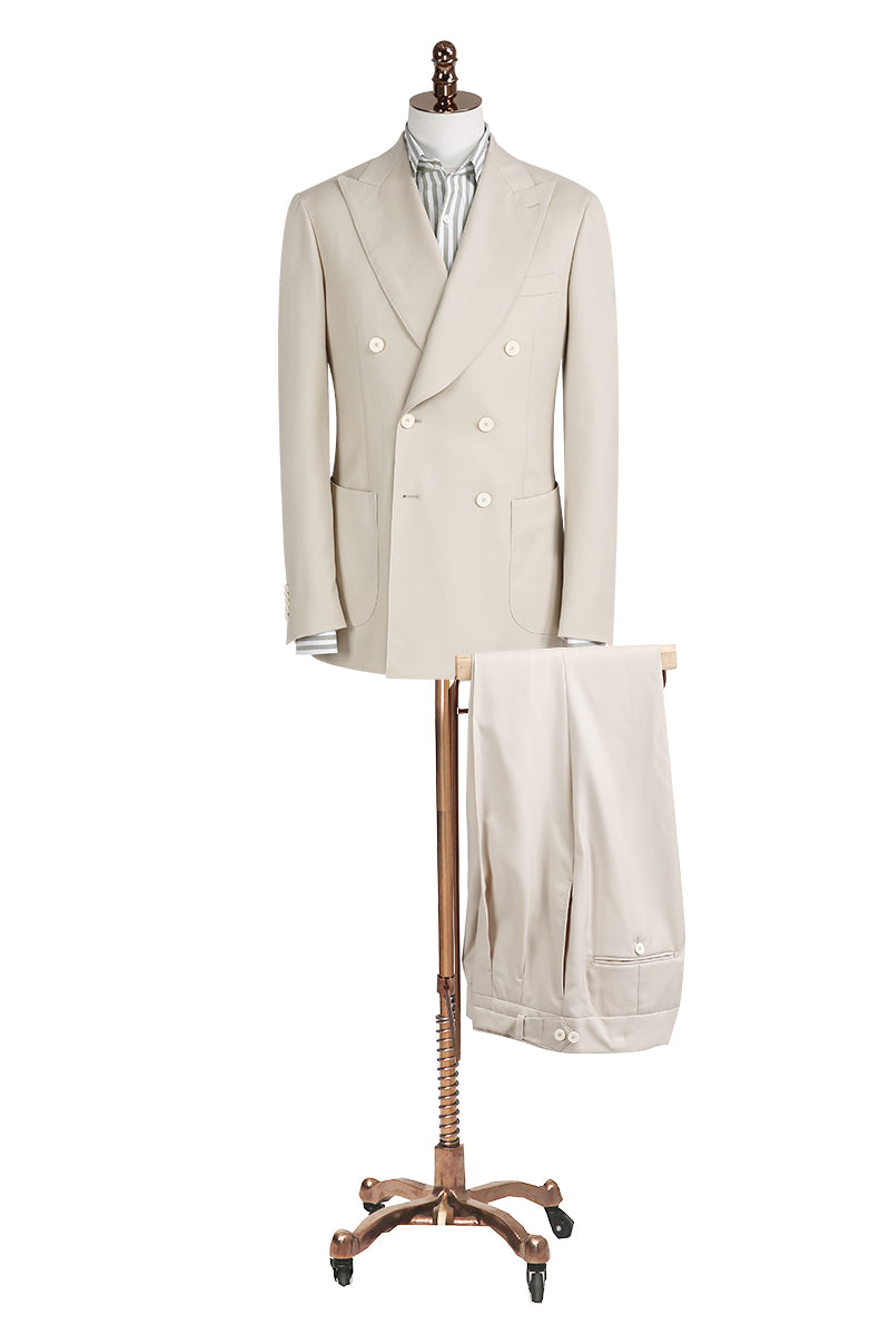 Vitale Barberis Canonico 1663 Sand Grey Double-Breasted Suit