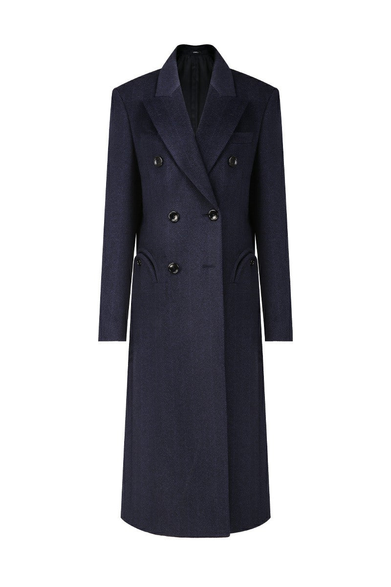 Juliette Navy Double-Breasted Overcoat