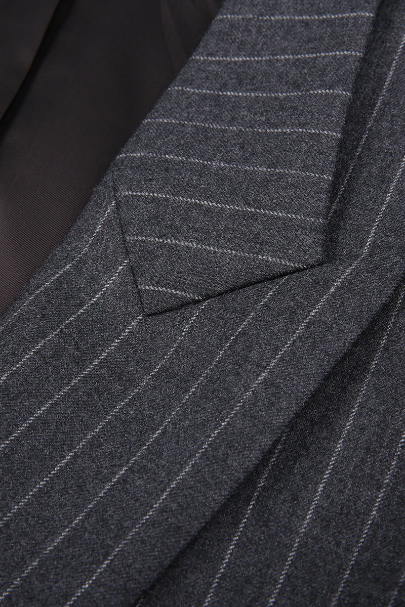 Margaret Grey Pinstripe Single-Breasted Suit Jacket