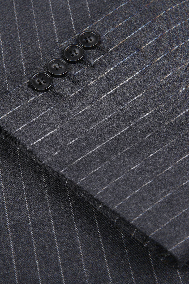 Margaret Grey Pinstripe Single-Breasted Suit Jacket