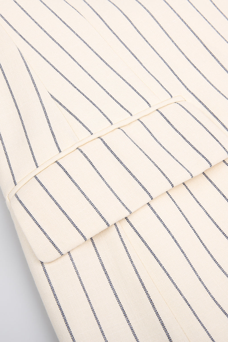 Lucy Cream Pinstripe Double-Breasted Suit Jacket