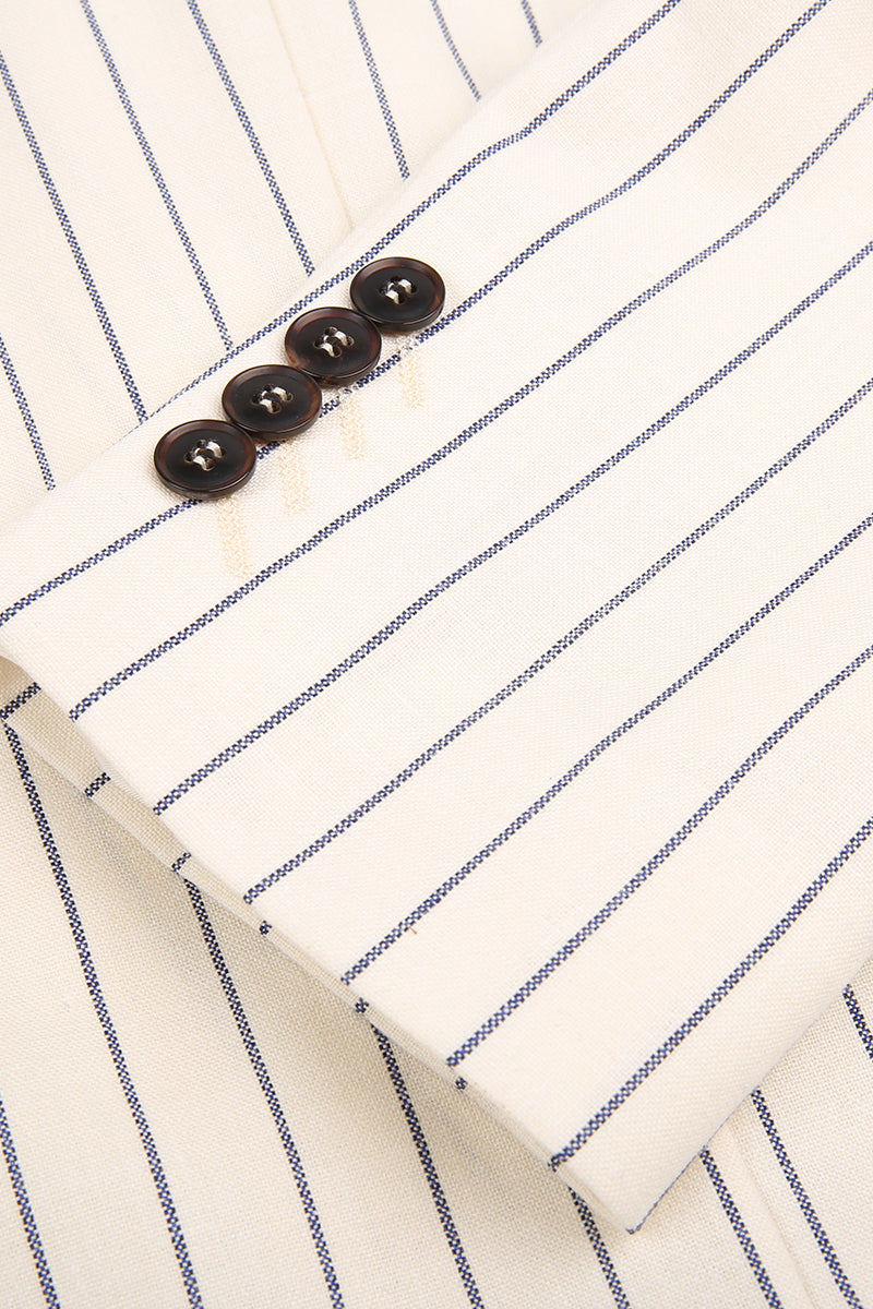 Lucy Cream Pinstripe Double-Breasted Suit Jacket
