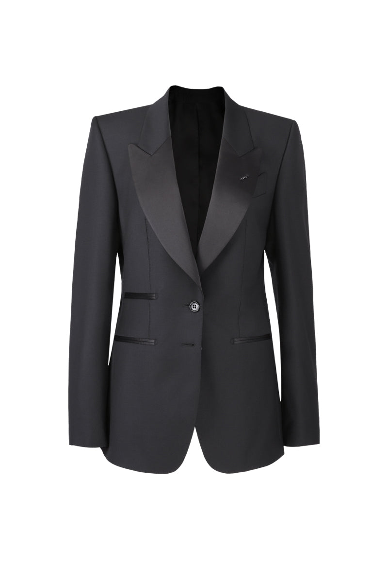 Anne Black Single-Breasted Suit Jacket