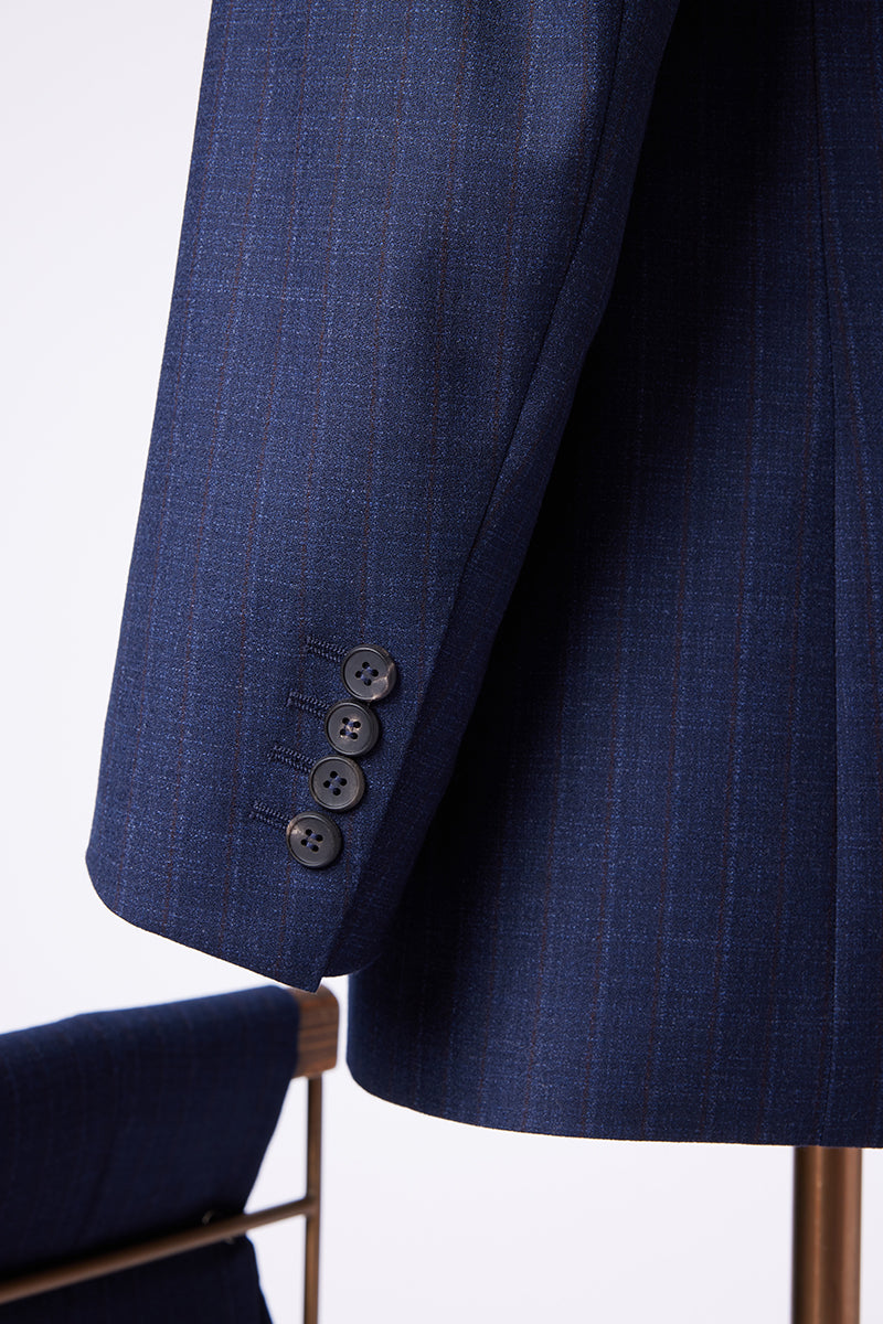 David Gingham Navy Suit