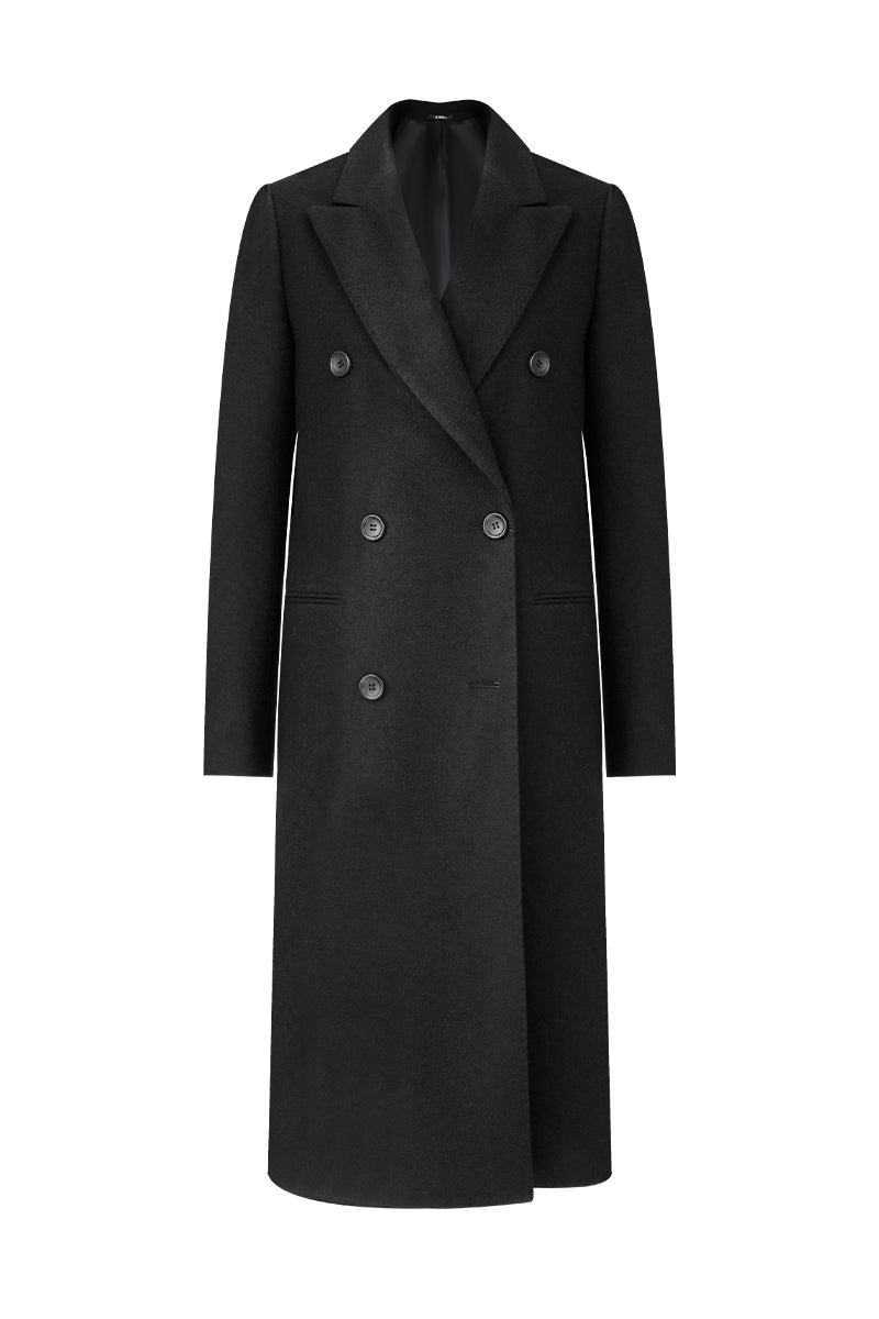 Charlotte Black Double-Breasted Overcoat