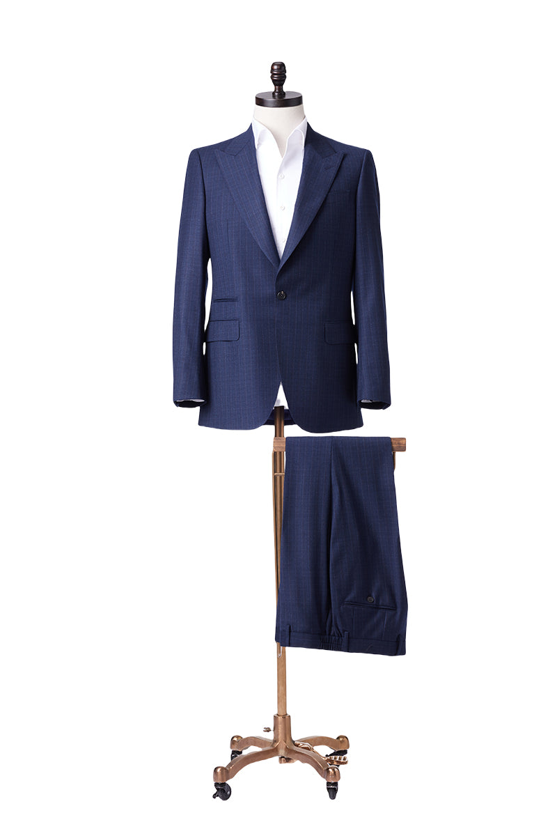 David Gingham Navy Suit