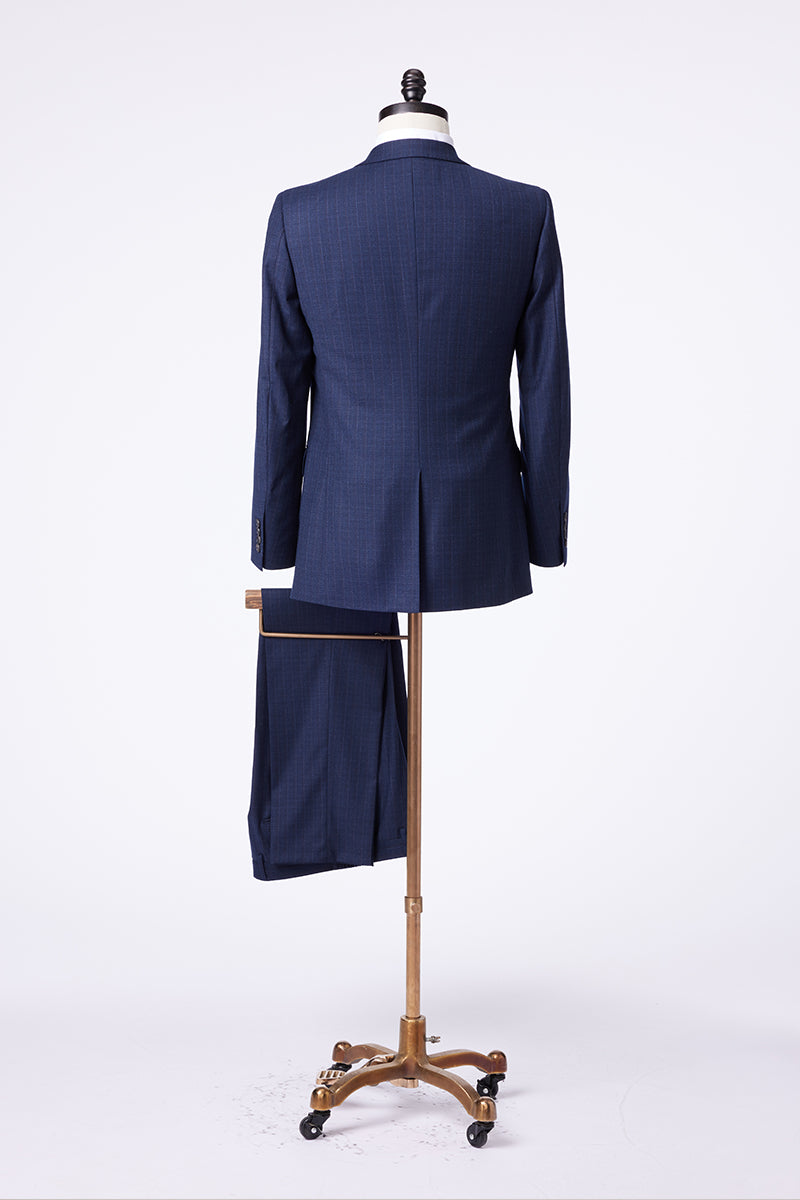 David Gingham Navy Suit