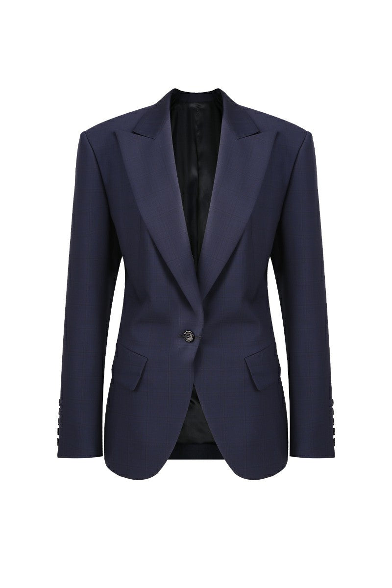 Helen Navy Single-Breasted Suit Jacket
