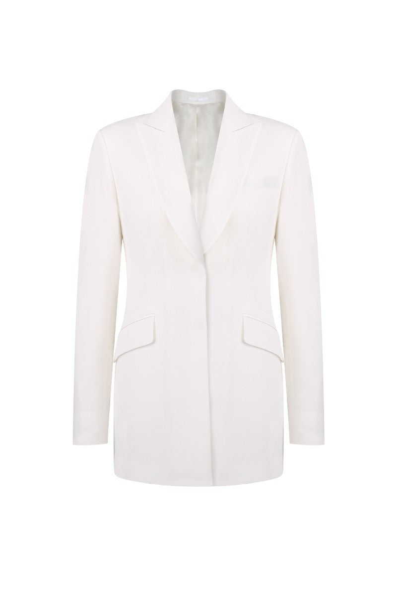 Elizabeth White Single-Breasted Suit Jacket